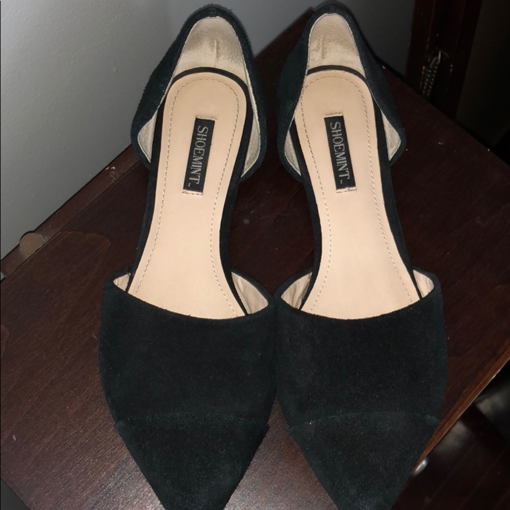 Shoemint Audrey black suede flats